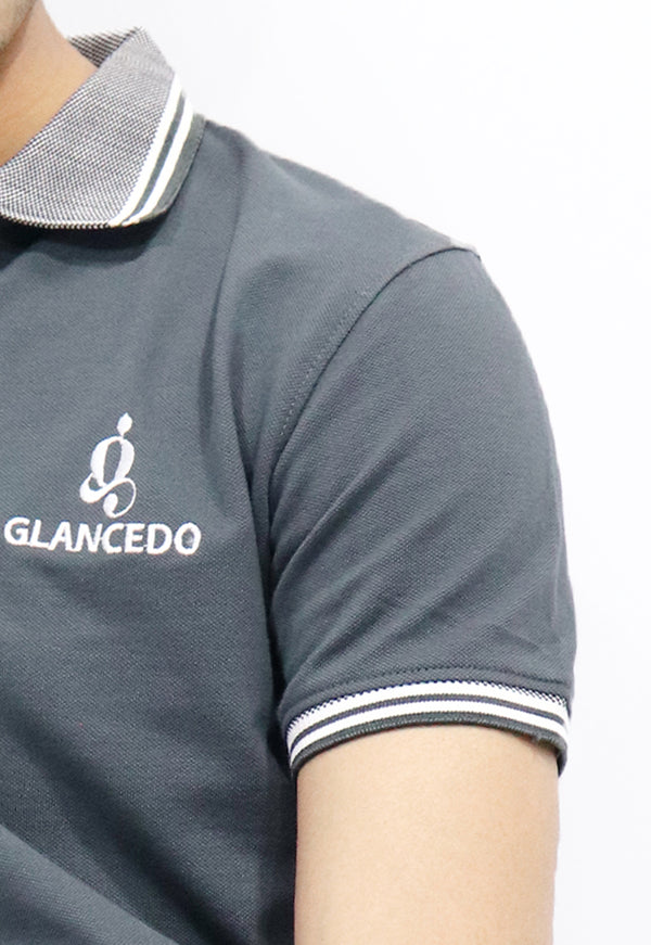 Glancedo Jacquard Collar Dry-Fit Grey Polo