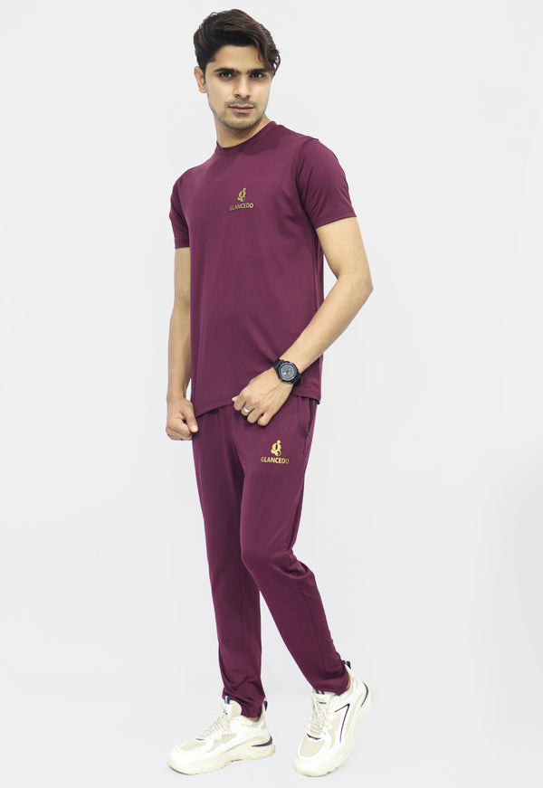 GlancedoQuick-Dry Maroon  Comfort Fit Tracksuit