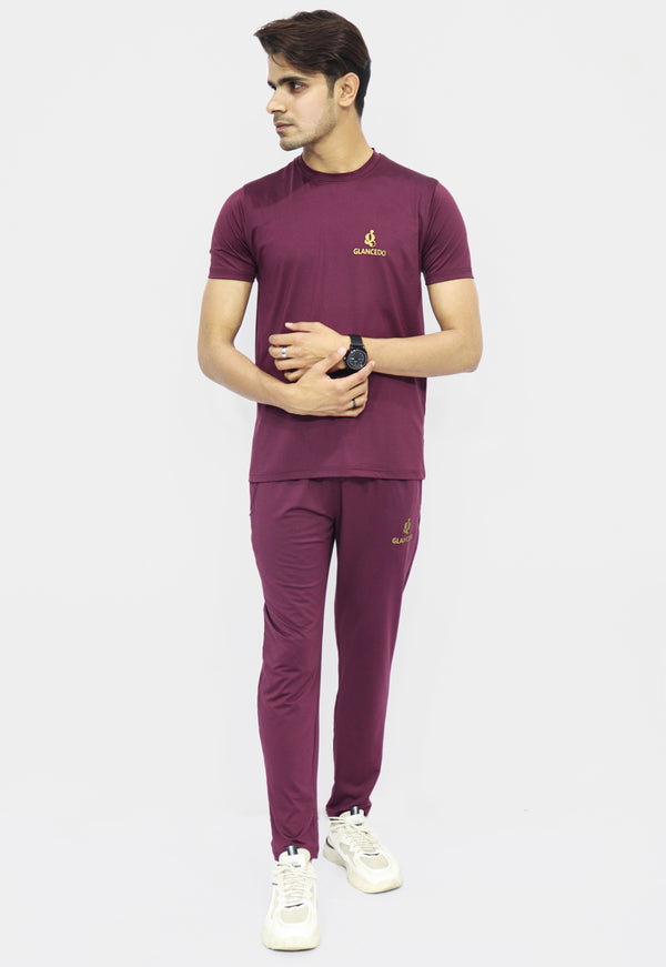 GlancedoQuick-Dry Maroon  Comfort Fit Tracksuit