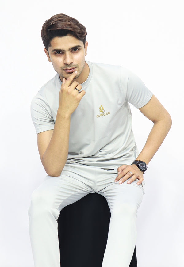Glancedo Mens Embosed Logo Plain Tracksuit Slate Grey